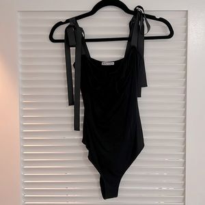 Reformation tie strap black bodysuit size small